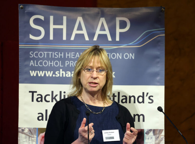 SHAAP Alcohol (In)Justice Conference, Royal College of Physicians, Edinbrugh, Wed 19/04/2023:
Lesley Graham, steering Group member of SHAAP. 
Photography for SHAAP (Scottish Health Action on Alcohol Problems) from: Colin Hattersley Photography - www.colinhattersley.com - cphattersley@gmail.com - 07974 957 388.